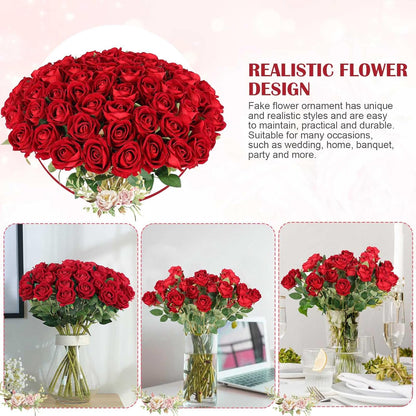 Rowfad 60 Pcs Artificial Roses Bulk Velvet Silk White Roses White Roses for Wedding Centerpieces Bridal Bouquet Mohter's Day Valentine's Day Home Decor (60, White)
