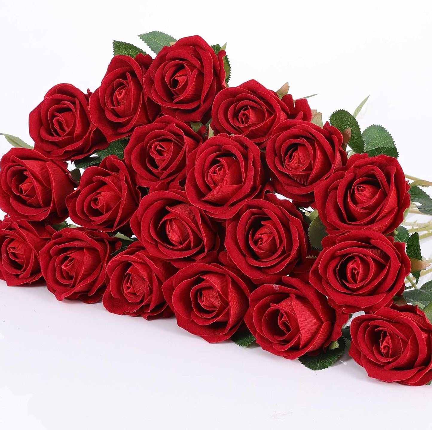 Rowfad 60 Pcs Artificial Roses Bulk Velvet Silk White Roses White Roses for Wedding Centerpieces Bridal Bouquet Mohter's Day Valentine's Day Home Decor (60, White)