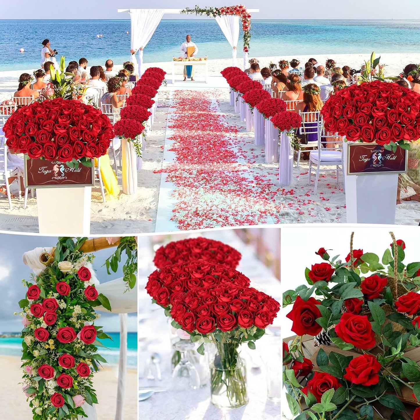 Rowfad 60 Pcs Artificial Roses Bulk Velvet Silk White Roses White Roses for Wedding Centerpieces Bridal Bouquet Mohter's Day Valentine's Day Home Decor (60, White)