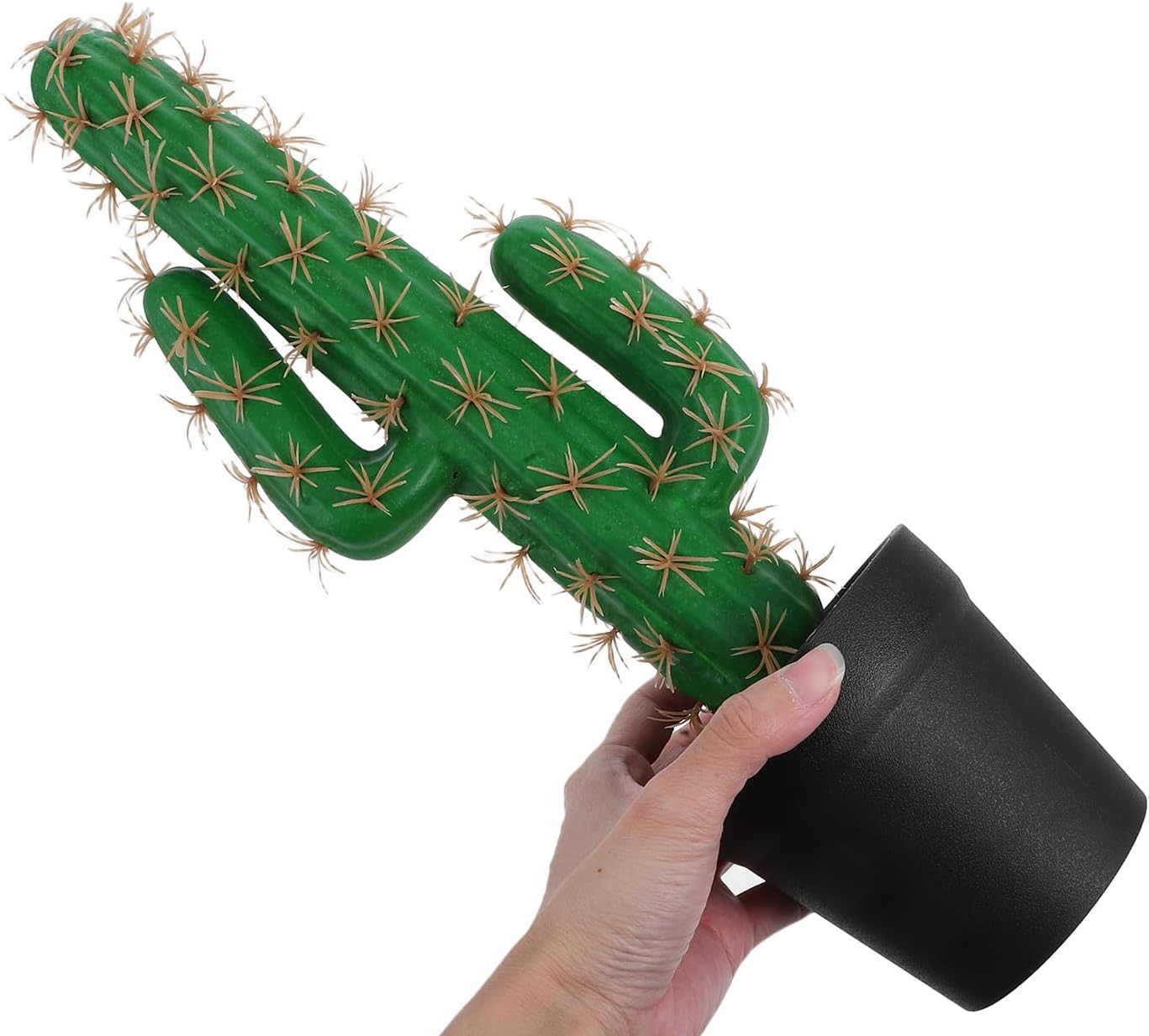 Faux Cactus Artificial Succulent Plant in Pot, Tall Greenery for Indoor Office and Reptile Terrarium Décor, Artificial Potted Cactus for Home Tabletop Decoration