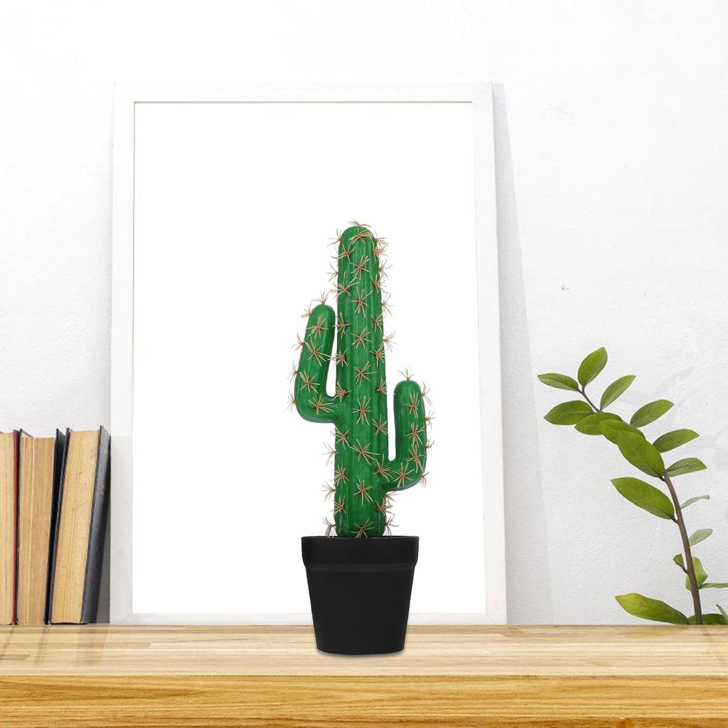 Faux Cactus Artificial Succulent Plant in Pot, Tall Greenery for Indoor Office and Reptile Terrarium Décor, Artificial Potted Cactus for Home Tabletop Decoration