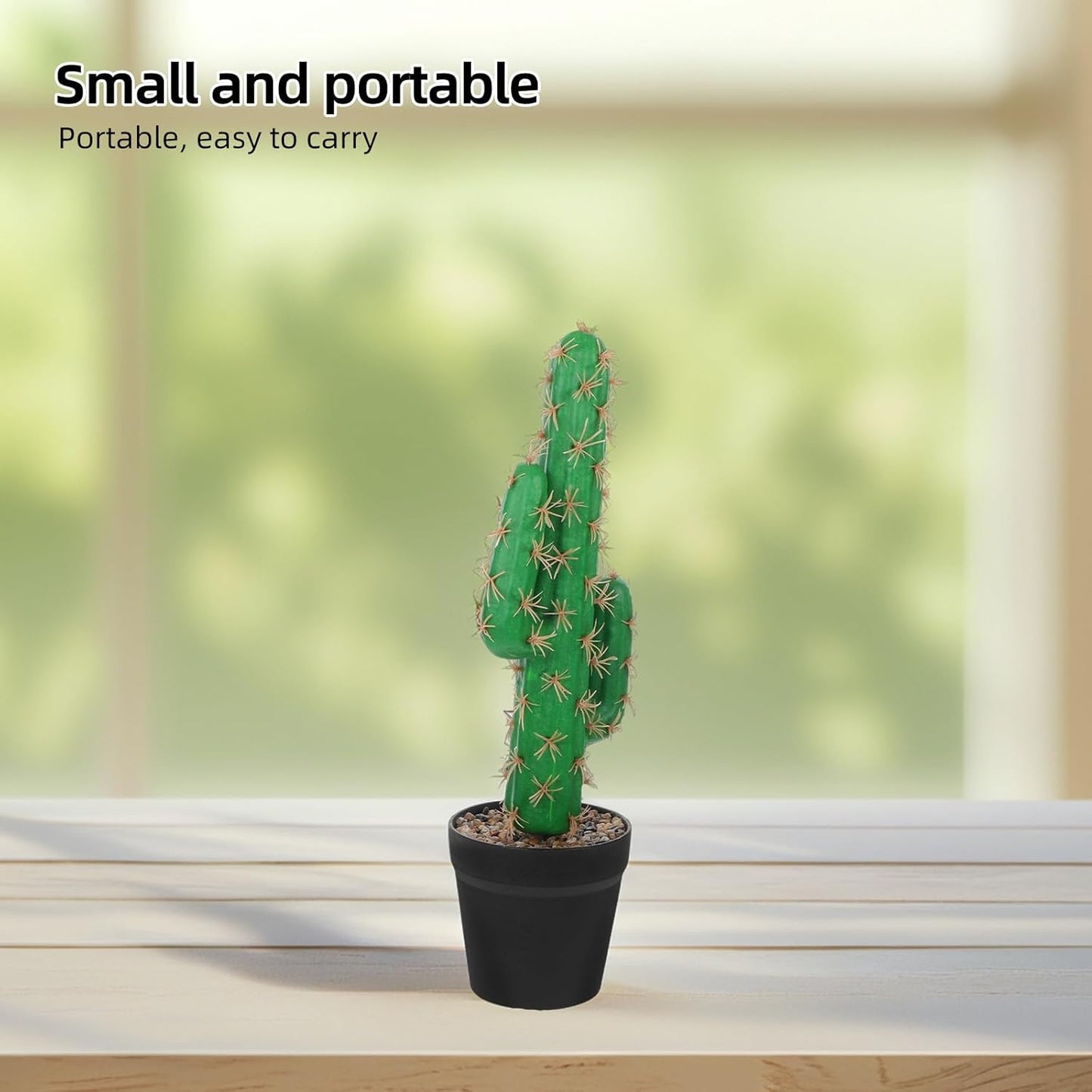 Faux Cactus Artificial Succulent Plant in Pot, Tall Greenery for Indoor Office and Reptile Terrarium Décor, Artificial Potted Cactus for Home Tabletop Decoration