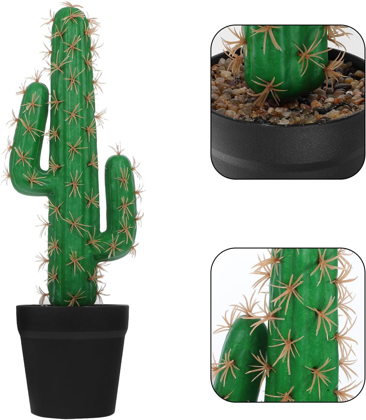 Faux Cactus Artificial Succulent Plant in Pot, Tall Greenery for Indoor Office and Reptile Terrarium Décor, Artificial Potted Cactus for Home Tabletop Decoration