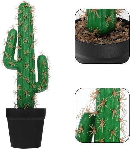 Faux Cactus Artificial Succulent Plant in Pot, Tall Greenery for Indoor Office and Reptile Terrarium Décor, Artificial Potted Cactus for Home Tabletop Decoration