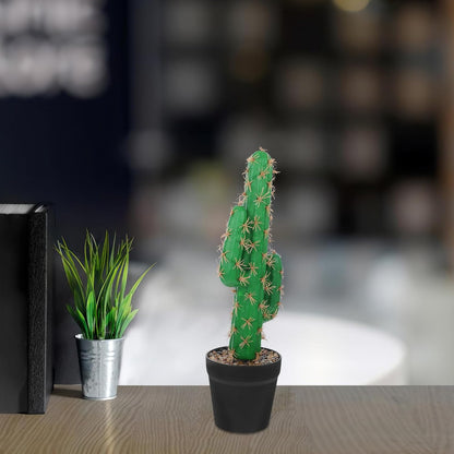 Faux Cactus Artificial Succulent Plant in Pot, Tall Greenery for Indoor Office and Reptile Terrarium Décor, Artificial Potted Cactus for Home Tabletop Decoration