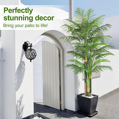 4ft Tall Triple Golden Cane Palm Artificial Tree Large Tropical Palm Tree UV Resistant Fake Plant in Pot for Indoor Outdoor Big House Living Room Outside Patio Office Home Decor 1Pack