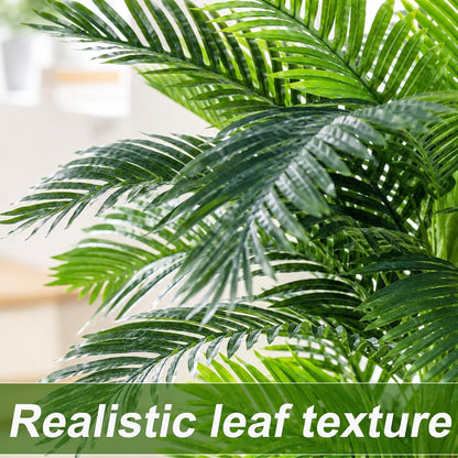 4ft Tall Triple Golden Cane Palm Artificial Tree Large Tropical Palm Tree UV Resistant Fake Plant in Pot for Indoor Outdoor Big House Living Room Outside Patio Office Home Decor 1Pack