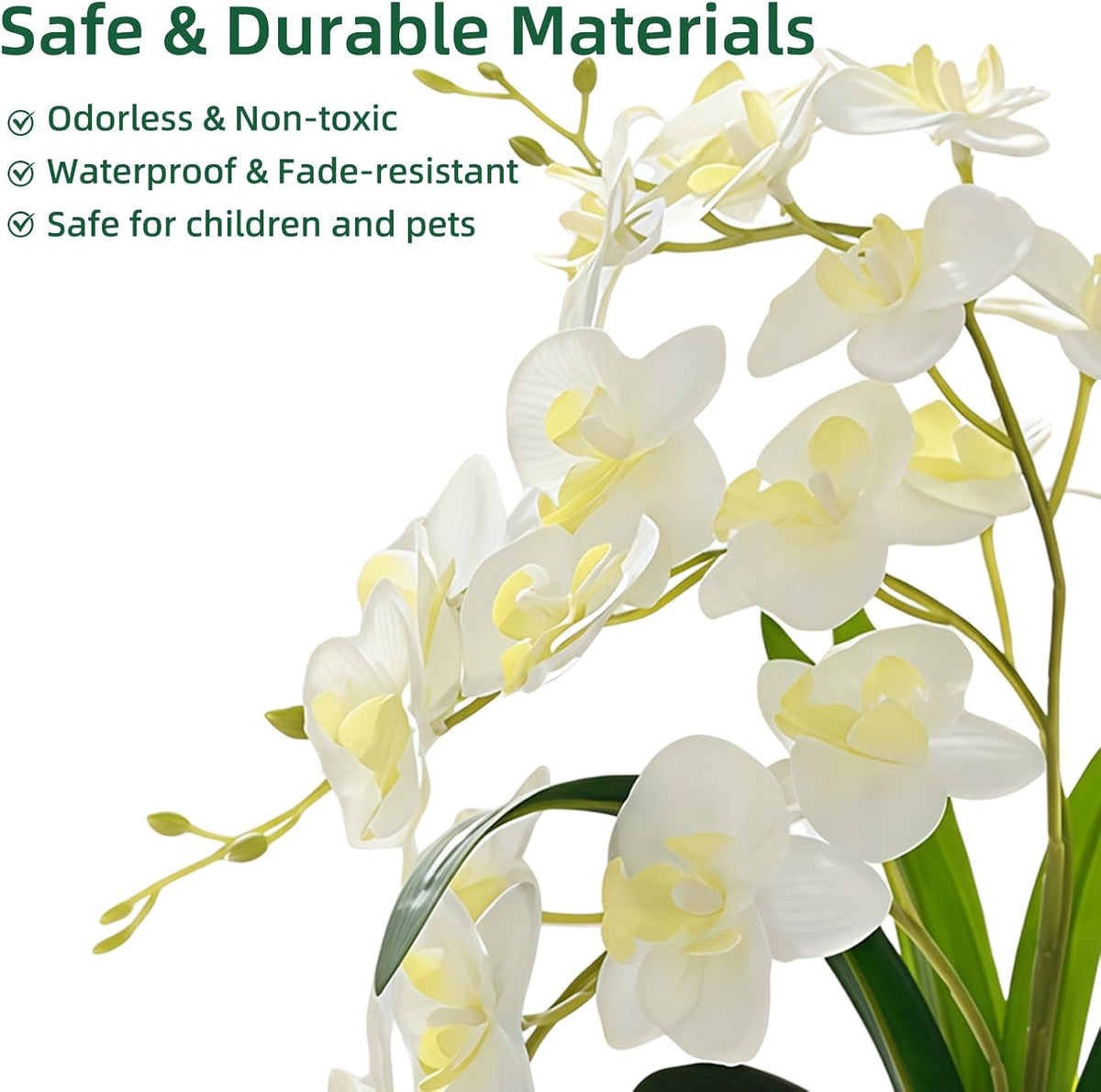Artificial Orchid Potted Plant White Purple Fake Orchid Flowers White Pot