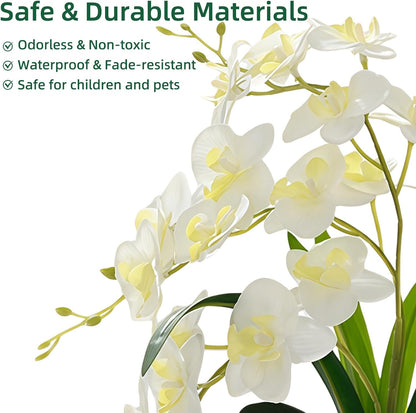 Artificial Orchid Potted Plant White Purple Fake Orchid Flowers White Pot