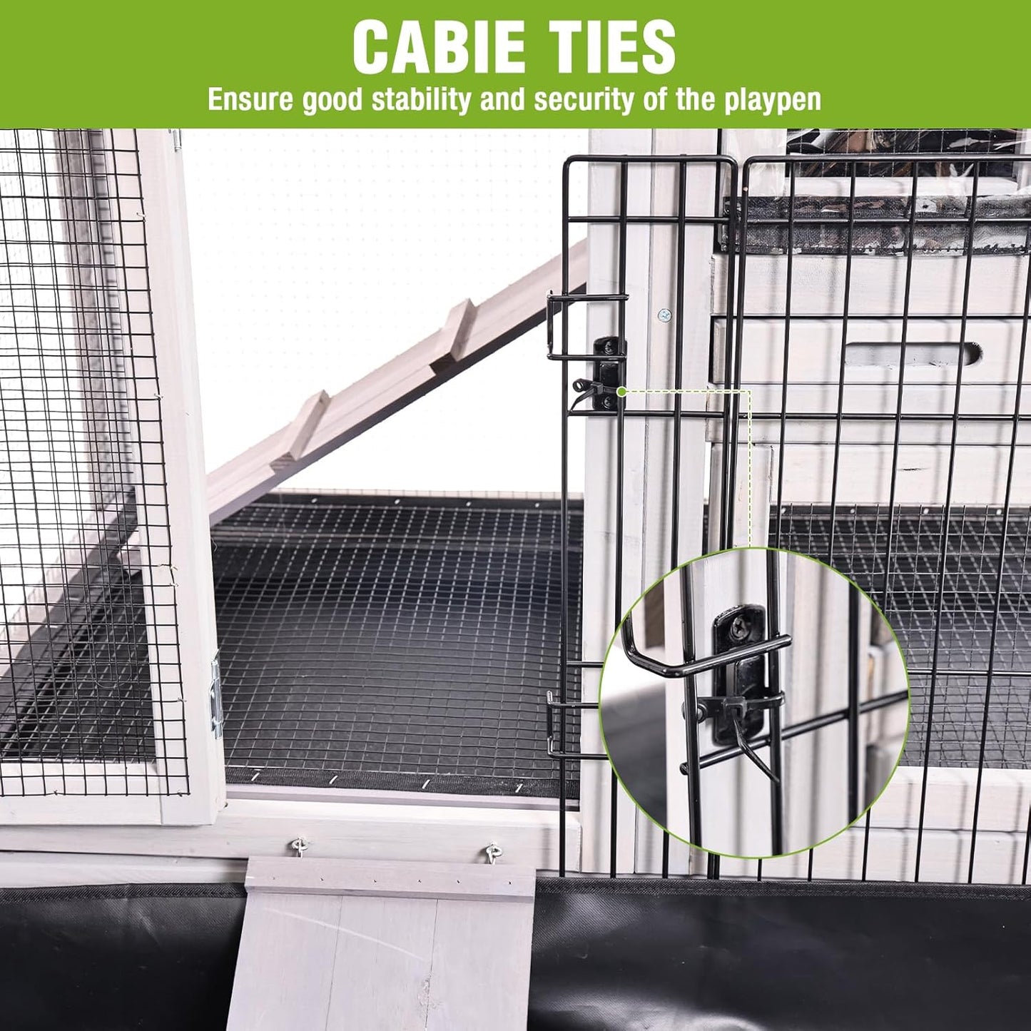 Rabbit Pet Playpen, Bunny Cage with Waterproof Liner, Pet Run Extension for Guinea Pig, Hamster, Chinchillas, Portable Small Animal Cage Fence (Playpen Only)