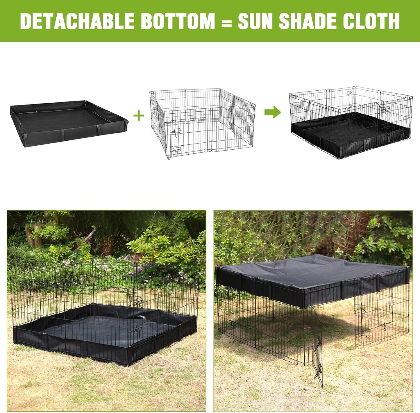 Rabbit Pet Playpen, Bunny Cage with Waterproof Liner, Pet Run Extension for Guinea Pig, Hamster, Chinchillas, Portable Small Animal Cage Fence (Playpen Only)
