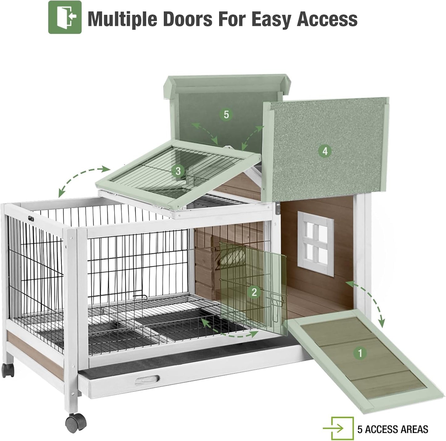 Rabbit Pet Playpen, Bunny Cage with Waterproof Liner, Pet Run Extension for Guinea Pig, Hamster, Chinchillas, Portable Small Animal Cage Fence (Playpen Only)