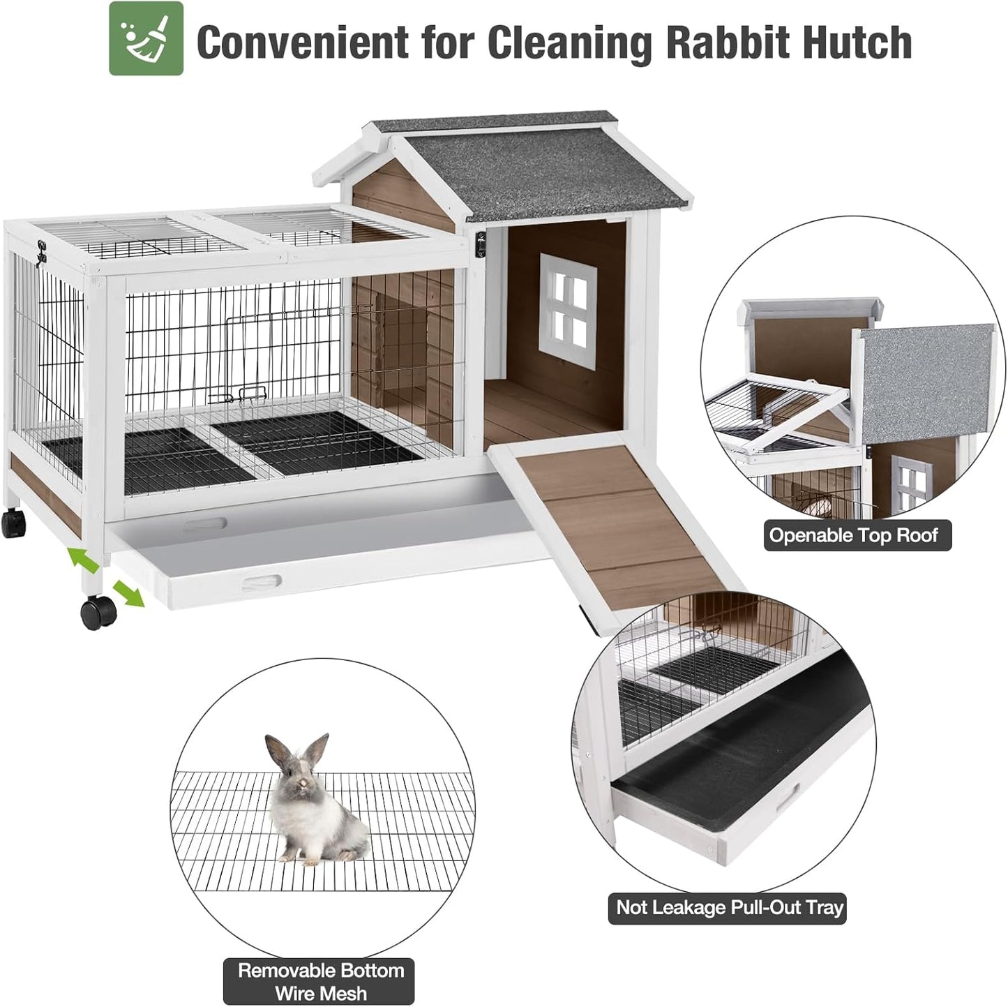 Rabbit Pet Playpen, Bunny Cage with Waterproof Liner, Pet Run Extension for Guinea Pig, Hamster, Chinchillas, Portable Small Animal Cage Fence (Playpen Only)