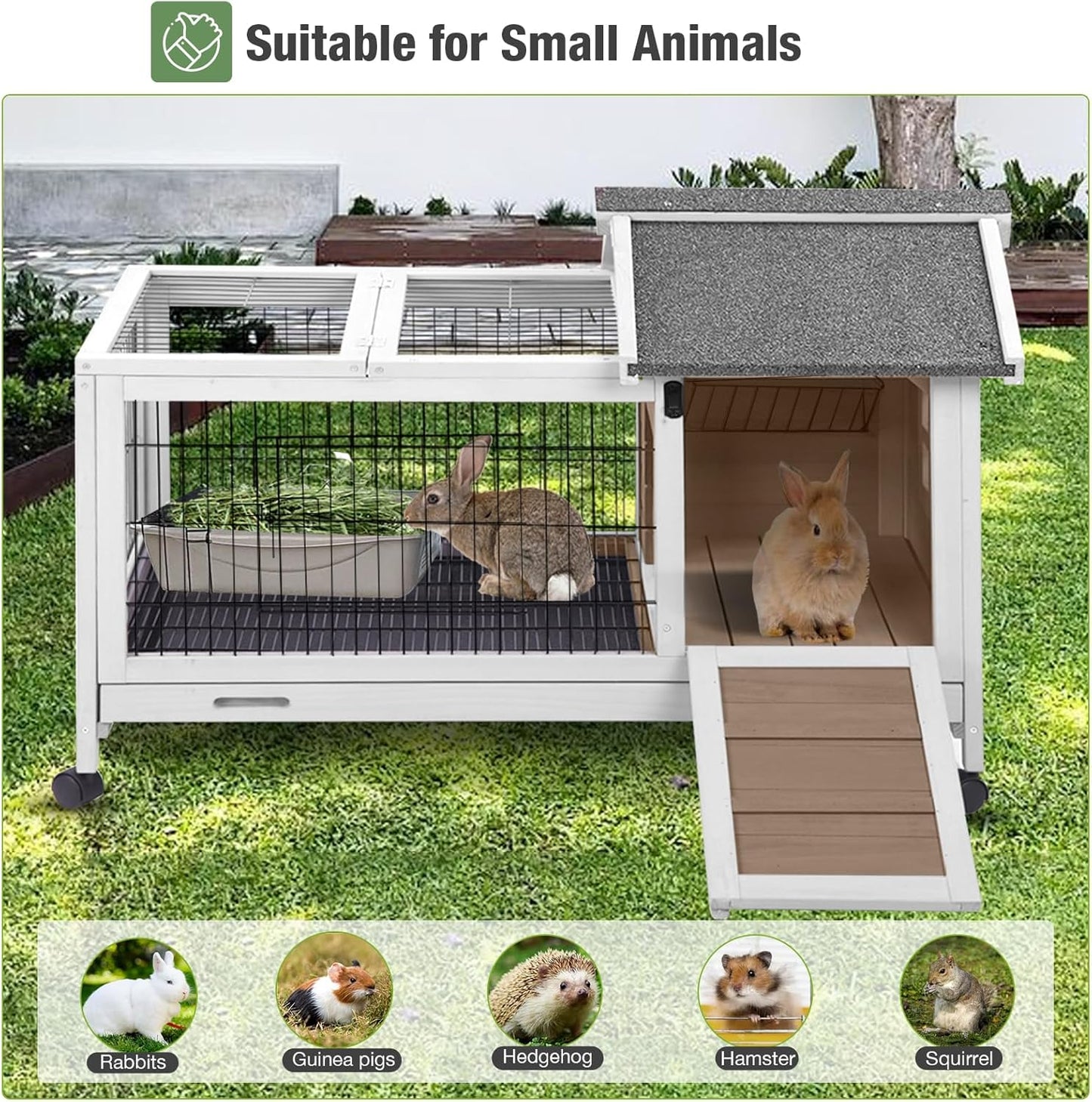 Rabbit Pet Playpen, Bunny Cage with Waterproof Liner, Pet Run Extension for Guinea Pig, Hamster, Chinchillas, Portable Small Animal Cage Fence (Playpen Only)