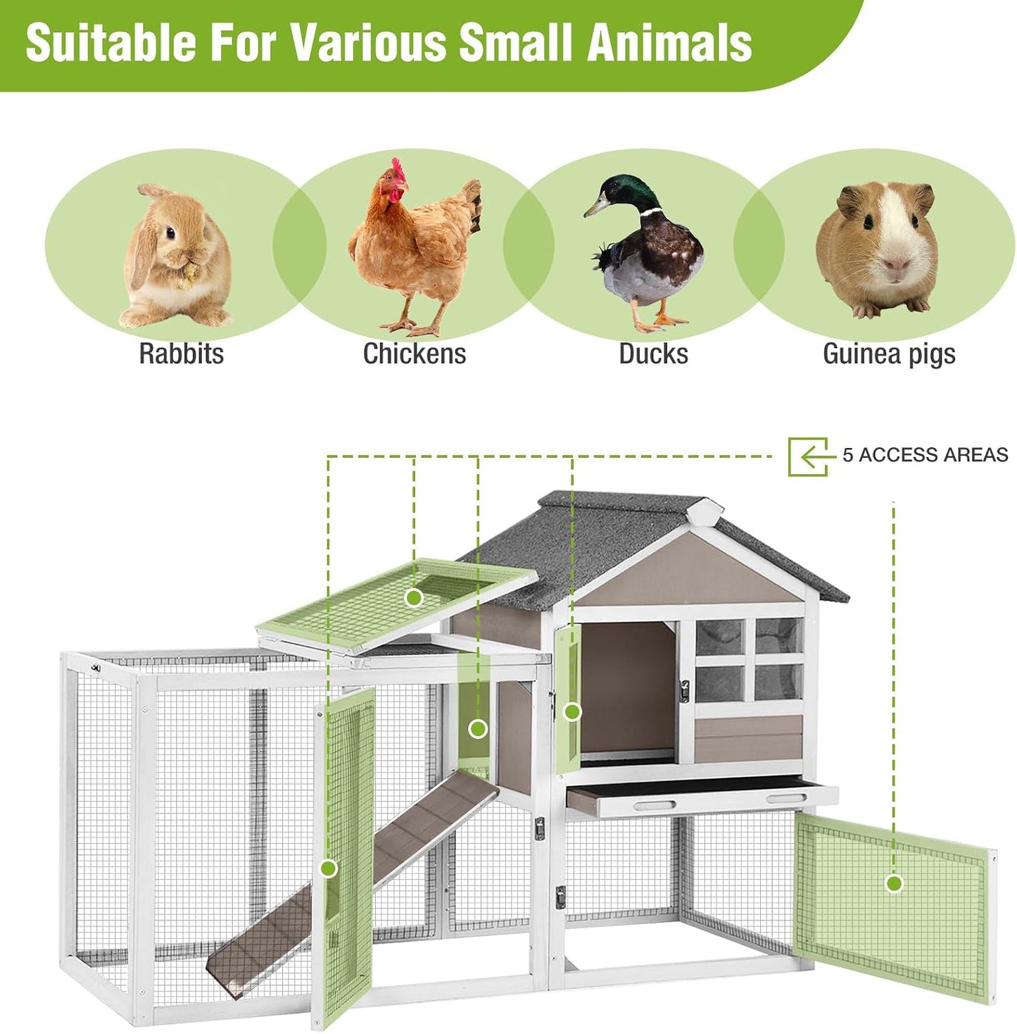 Rabbit Pet Playpen, Bunny Cage with Waterproof Liner, Pet Run Extension for Guinea Pig, Hamster, Chinchillas, Portable Small Animal Cage Fence (Playpen Only)