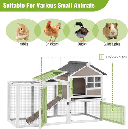 Rabbit Pet Playpen, Bunny Cage with Waterproof Liner, Pet Run Extension for Guinea Pig, Hamster, Chinchillas, Portable Small Animal Cage Fence (Playpen Only)
