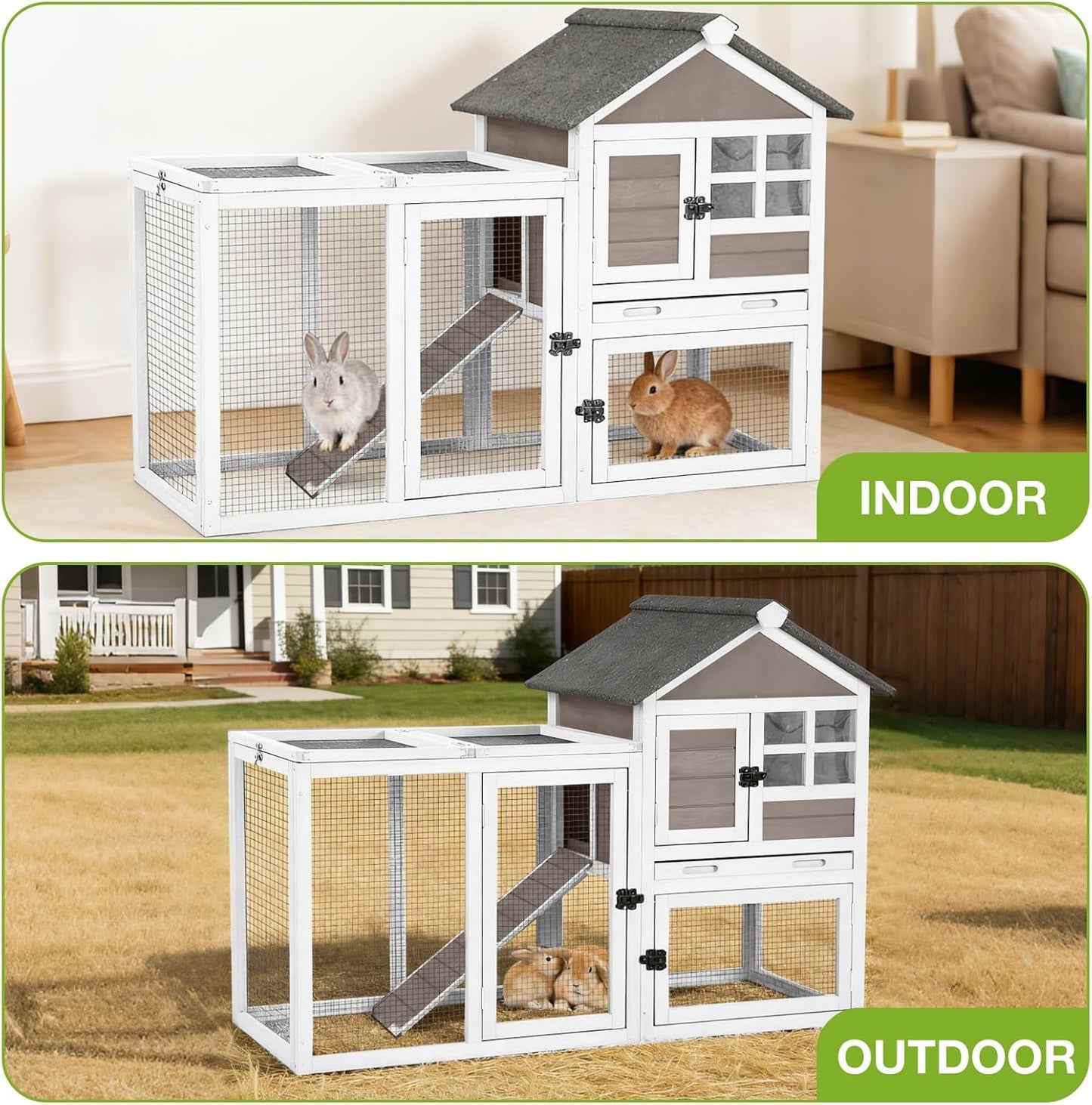 Rabbit Pet Playpen, Bunny Cage with Waterproof Liner, Pet Run Extension for Guinea Pig, Hamster, Chinchillas, Portable Small Animal Cage Fence (Playpen Only)