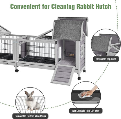 Rabbit Pet Playpen, Bunny Cage with Waterproof Liner, Pet Run Extension for Guinea Pig, Hamster, Chinchillas, Portable Small Animal Cage Fence (Playpen Only)