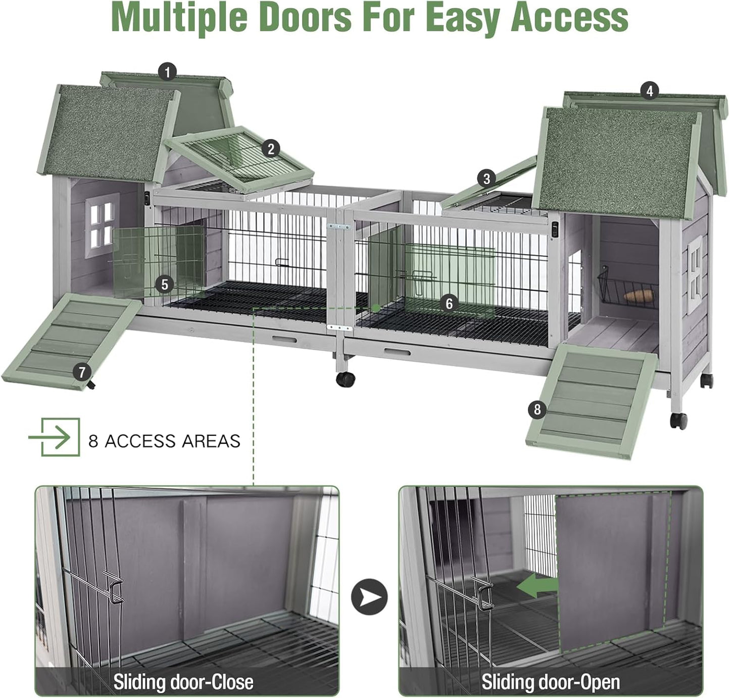 Rabbit Pet Playpen, Bunny Cage with Waterproof Liner, Pet Run Extension for Guinea Pig, Hamster, Chinchillas, Portable Small Animal Cage Fence (Playpen Only)