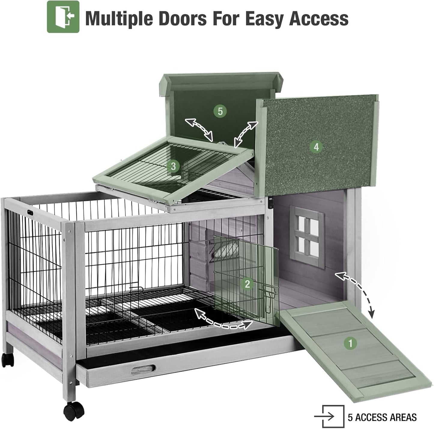Rabbit Pet Playpen, Bunny Cage with Waterproof Liner, Pet Run Extension for Guinea Pig, Hamster, Chinchillas, Portable Small Animal Cage Fence (Playpen Only)