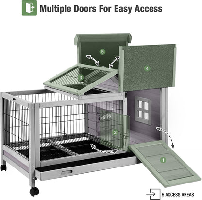 Rabbit Pet Playpen, Bunny Cage with Waterproof Liner, Pet Run Extension for Guinea Pig, Hamster, Chinchillas, Portable Small Animal Cage Fence (Playpen Only)
