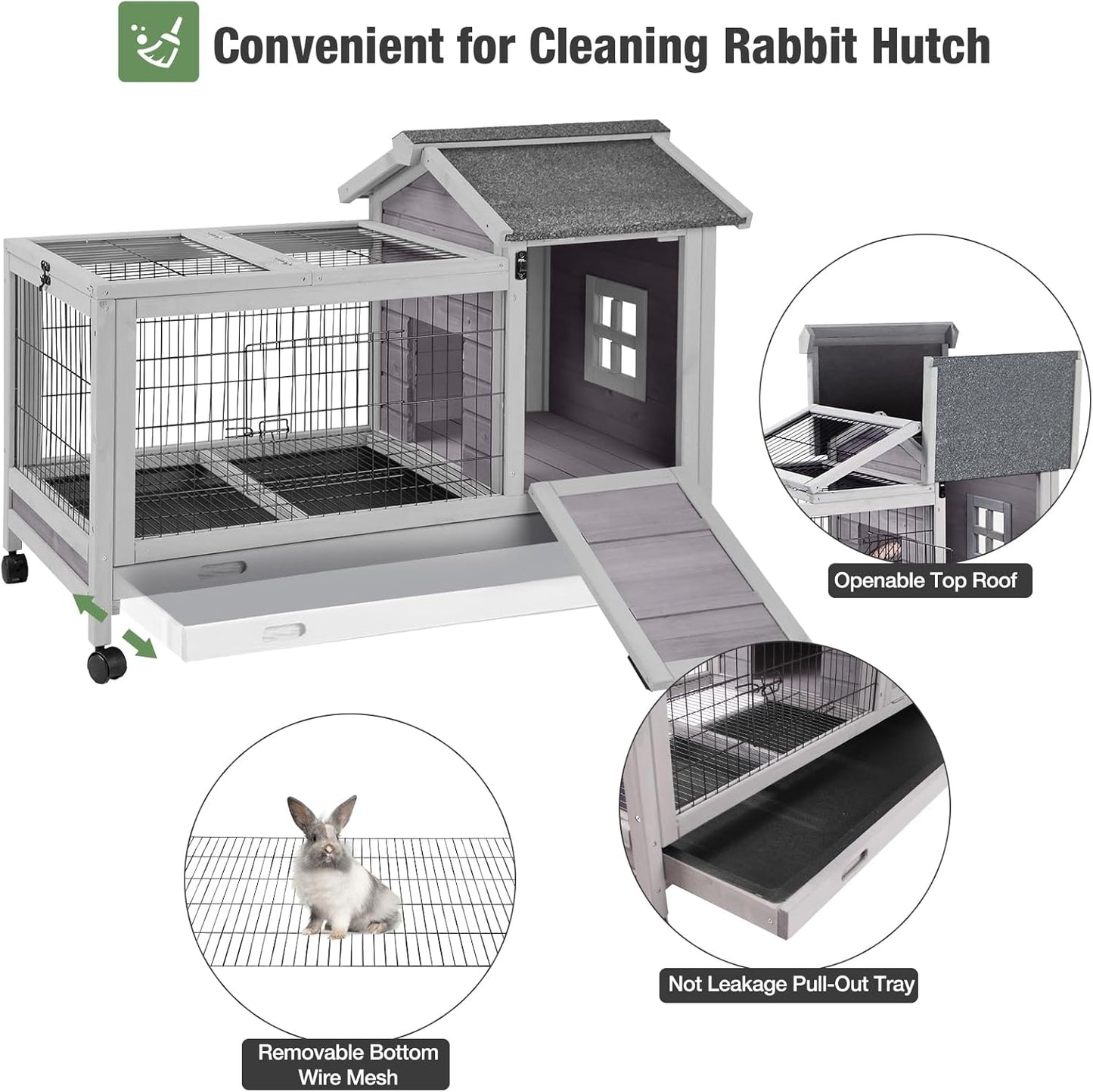 Rabbit Pet Playpen, Bunny Cage with Waterproof Liner, Pet Run Extension for Guinea Pig, Hamster, Chinchillas, Portable Small Animal Cage Fence (Playpen Only)