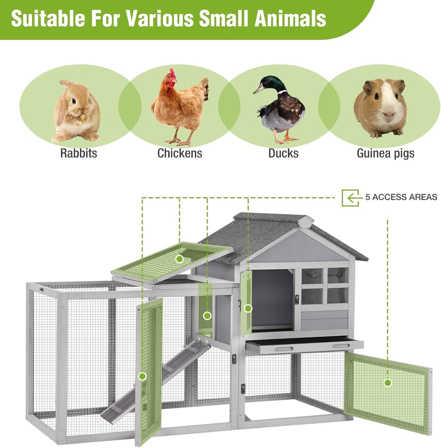 Rabbit Pet Playpen, Bunny Cage with Waterproof Liner, Pet Run Extension for Guinea Pig, Hamster, Chinchillas, Portable Small Animal Cage Fence (Playpen Only)