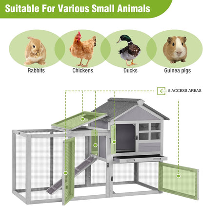 Rabbit Pet Playpen, Bunny Cage with Waterproof Liner, Pet Run Extension for Guinea Pig, Hamster, Chinchillas, Portable Small Animal Cage Fence (Playpen Only)