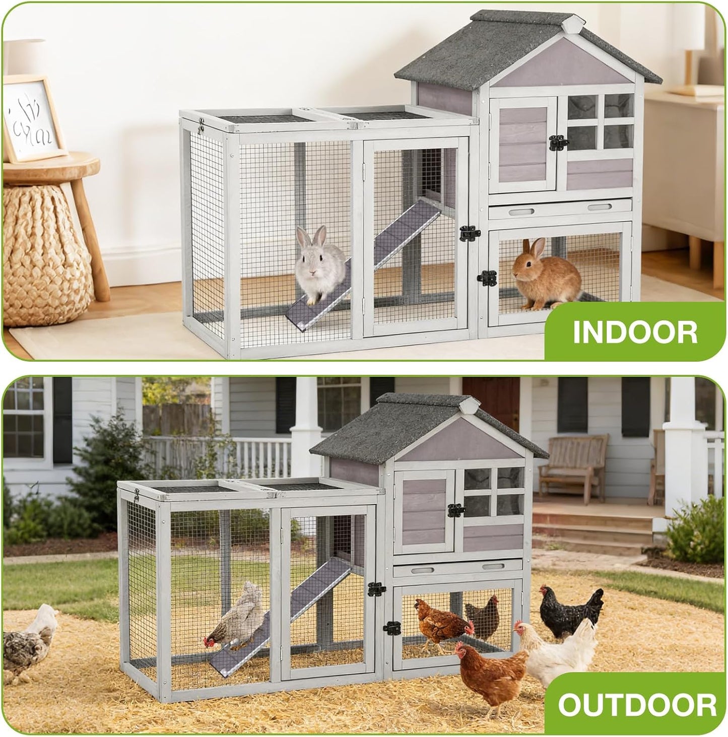 Rabbit Pet Playpen, Bunny Cage with Waterproof Liner, Pet Run Extension for Guinea Pig, Hamster, Chinchillas, Portable Small Animal Cage Fence (Playpen Only)
