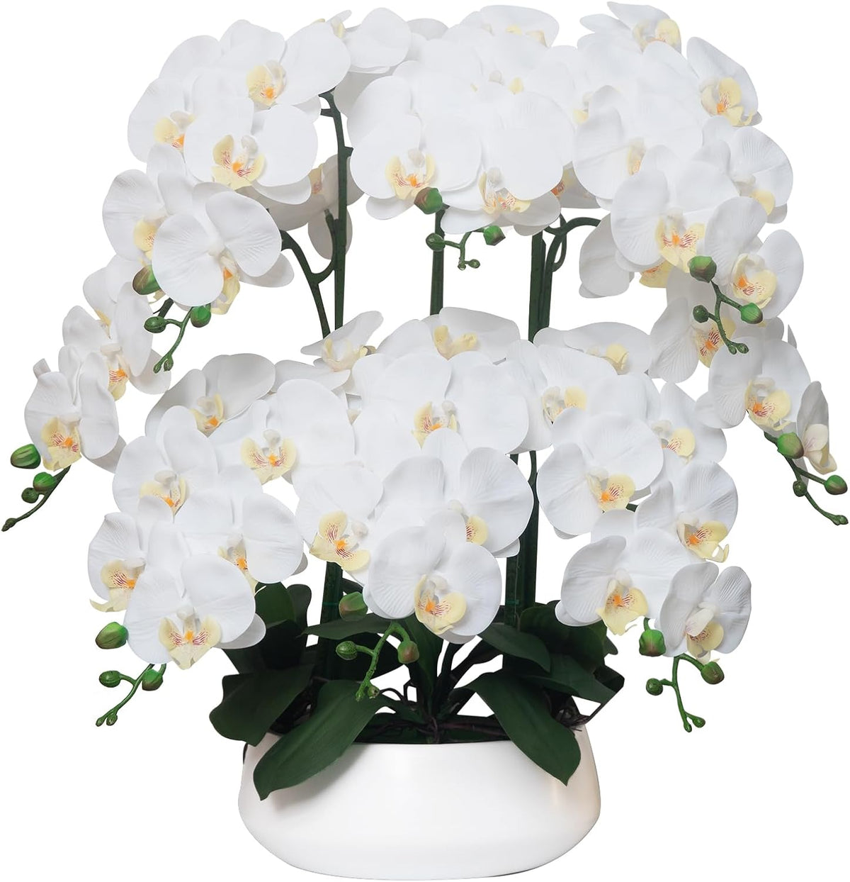 Orchids Artificial Flowers in Large Ceramic Vase 24.8'' Faux Orchid Plant