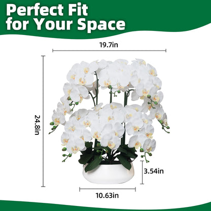 Orchids Artificial Flowers in Large Ceramic Vase 24.8'' Faux Orchid Plant