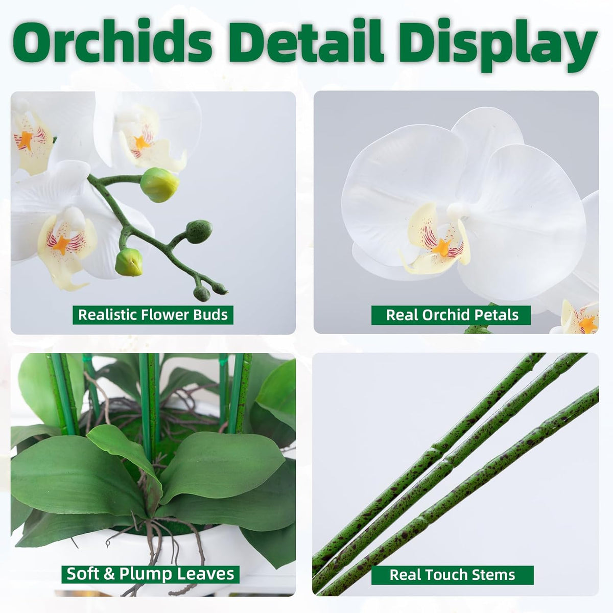 Orchids Artificial Flowers in Large Ceramic Vase 24.8'' Faux Orchid Plant