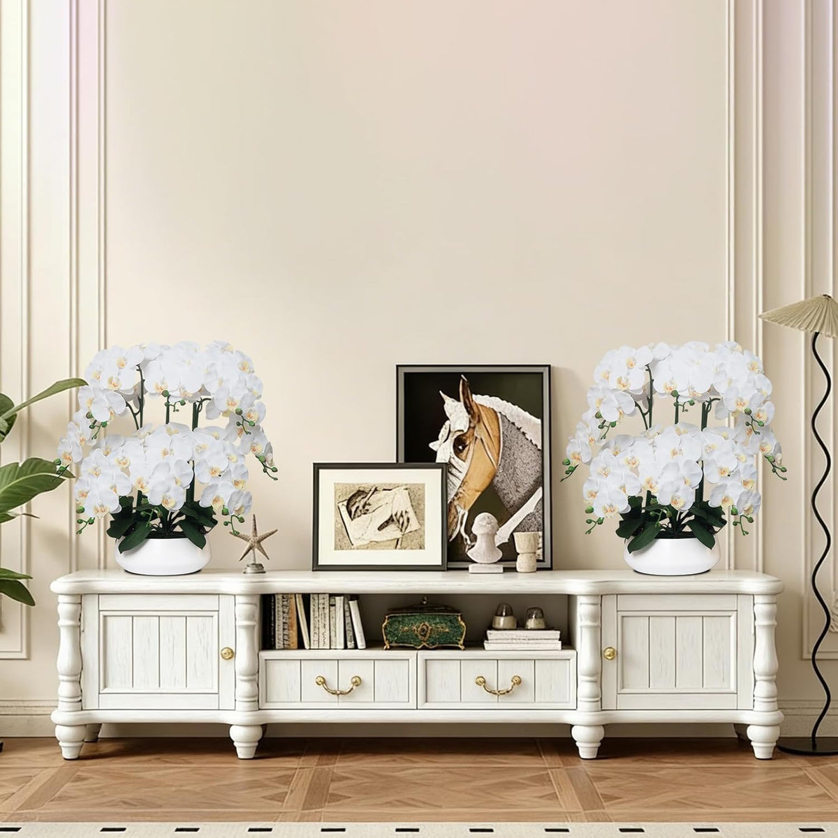 Orchids Artificial Flowers in Large Ceramic Vase 24.8'' Faux Orchid Plant