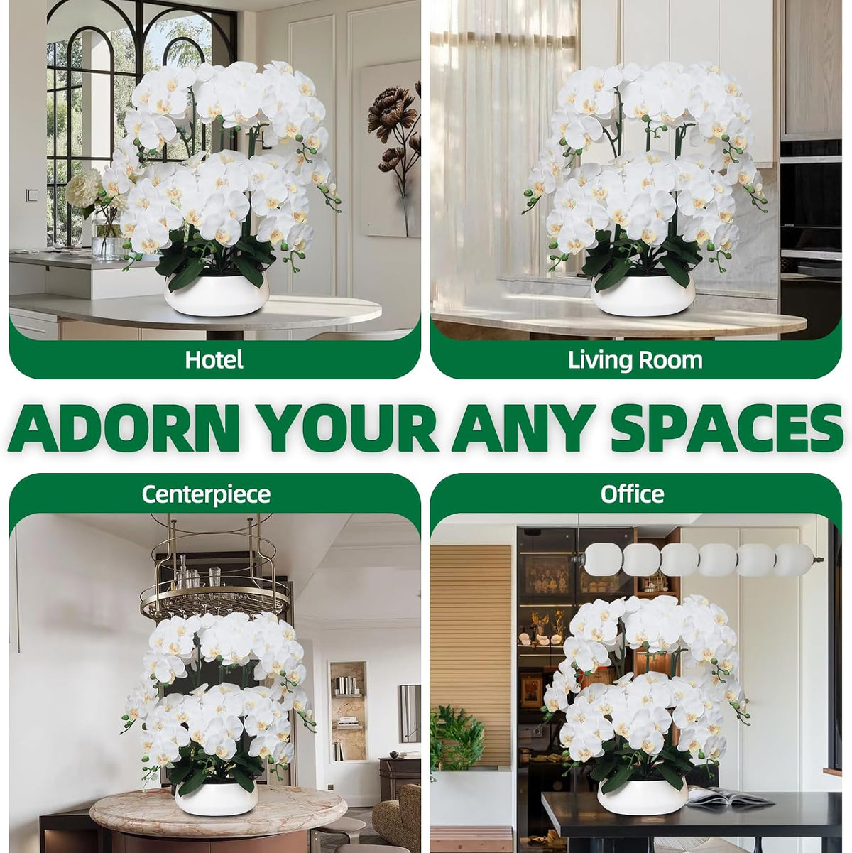 Orchids Artificial Flowers in Large Ceramic Vase 24.8'' Faux Orchid Plant