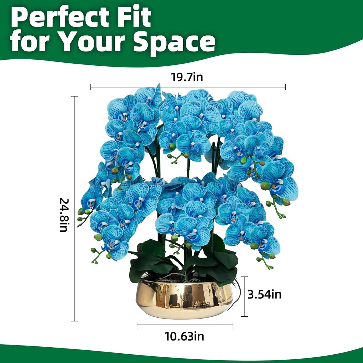 Orchids Artificial Flowers in Large Ceramic Vase 24.8'' Faux Orchid Plant