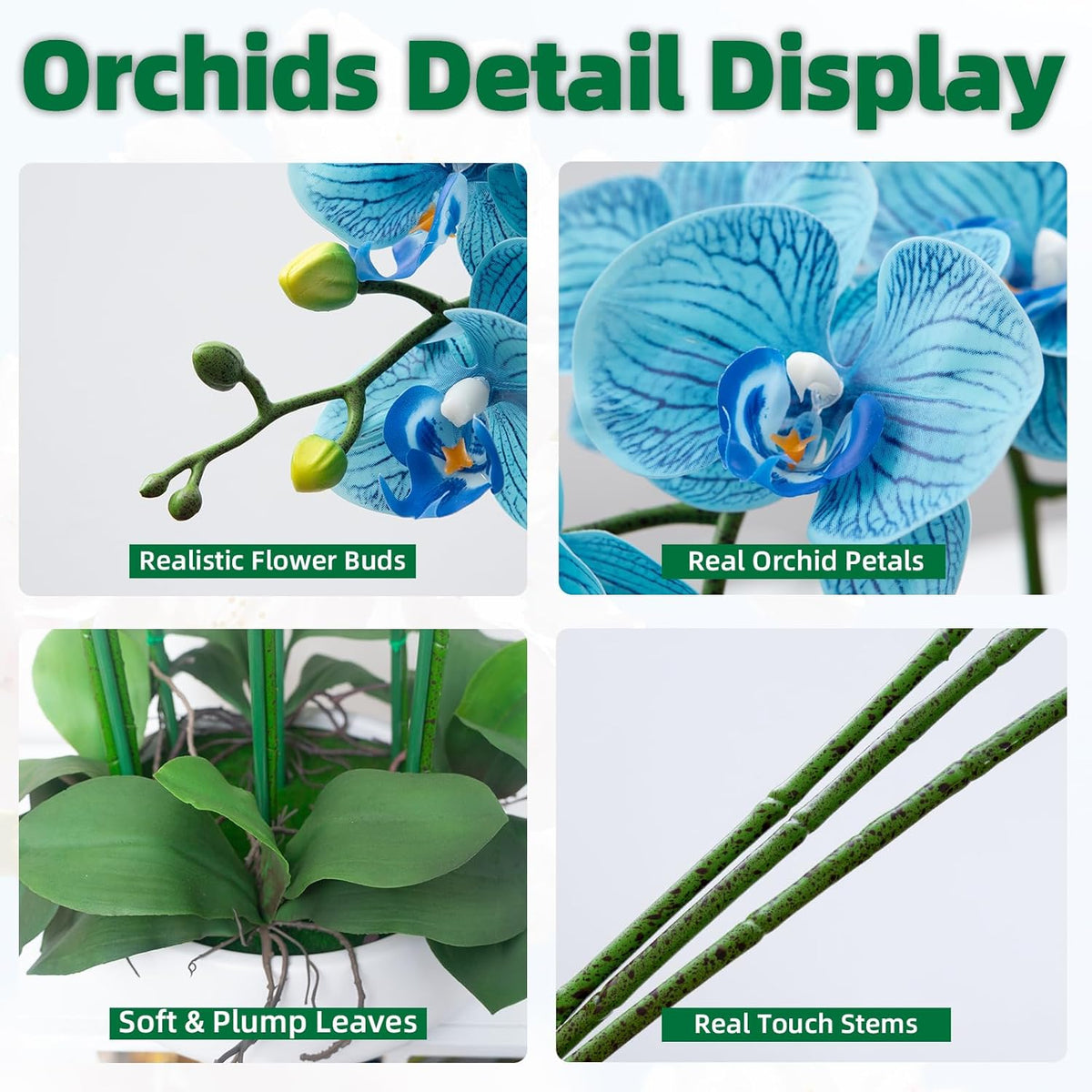 Orchids Artificial Flowers in Large Ceramic Vase 24.8'' Faux Orchid Plant