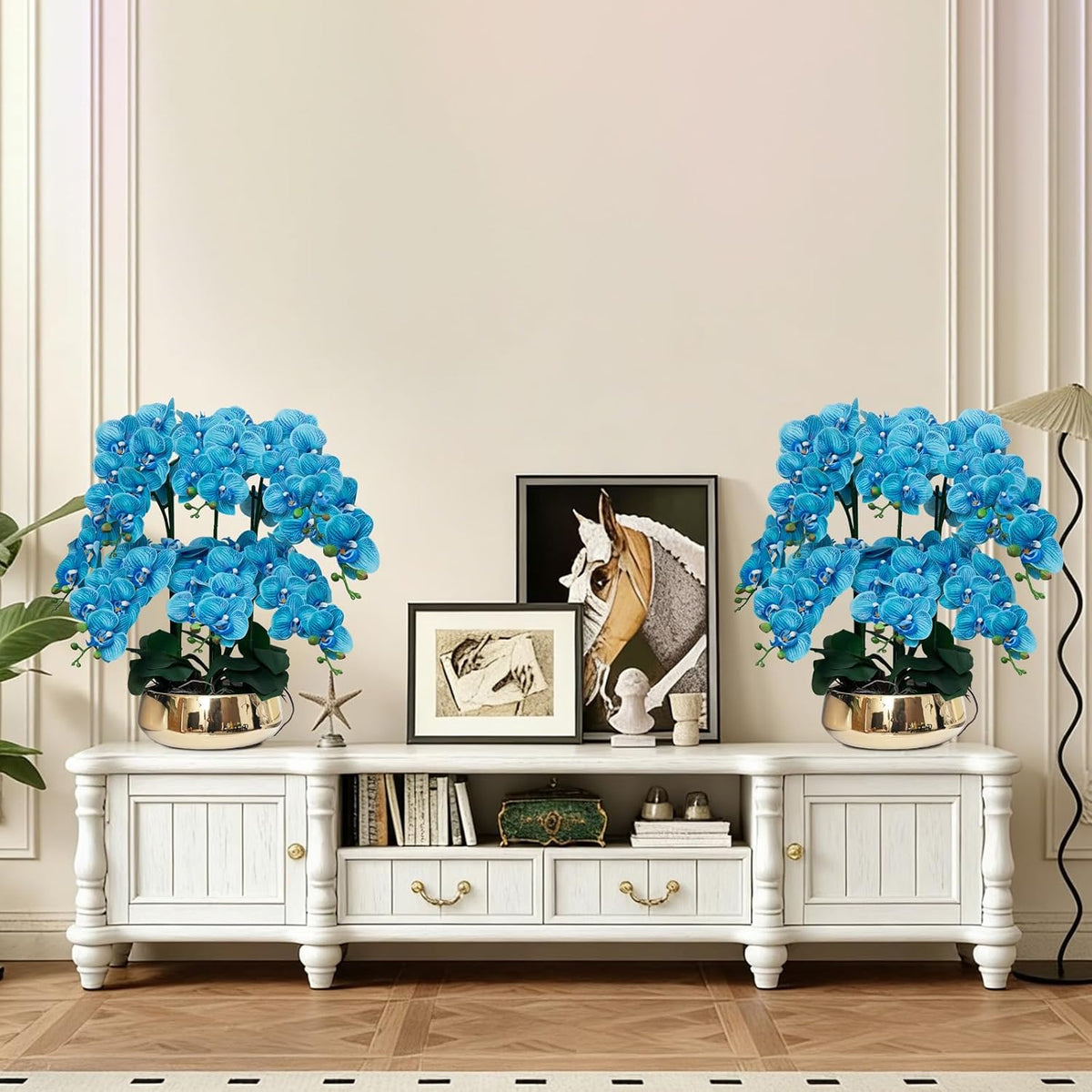 Orchids Artificial Flowers in Large Ceramic Vase 24.8'' Faux Orchid Plant