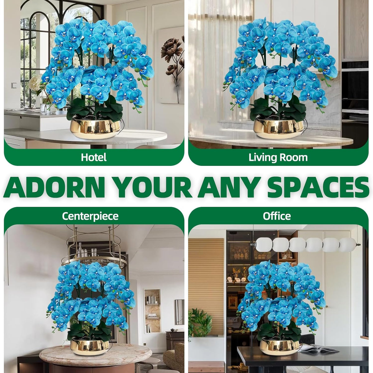 Orchids Artificial Flowers in Large Ceramic Vase 24.8'' Faux Orchid Plant
