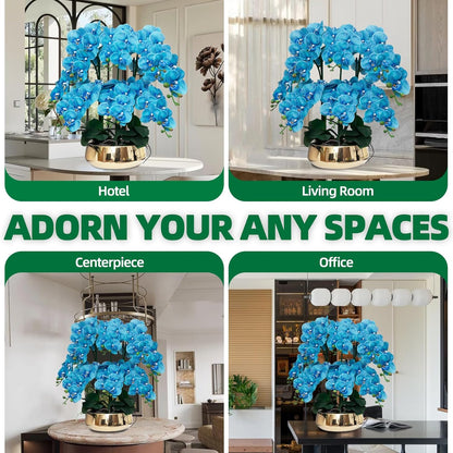 Orchids Artificial Flowers in Large Ceramic Vase 24.8'' Faux Orchid Plant
