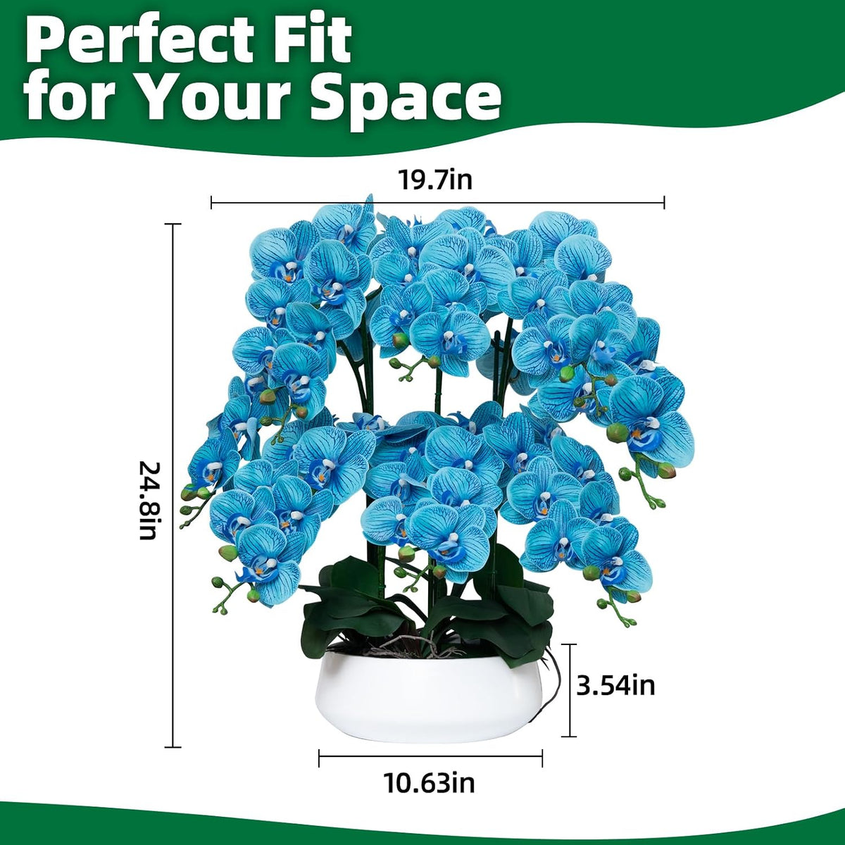 Orchids Artificial Flowers in Large Ceramic Vase 24.8'' Faux Orchid Plant