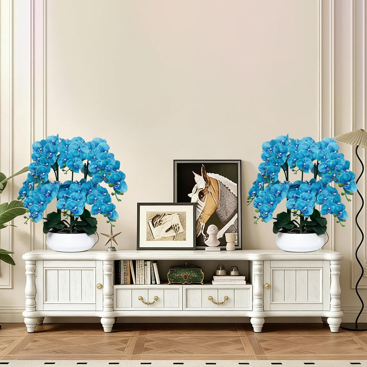 Orchids Artificial Flowers in Large Ceramic Vase 24.8'' Faux Orchid Plant