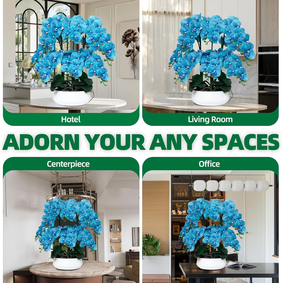 Orchids Artificial Flowers in Large Ceramic Vase 24.8'' Faux Orchid Plant