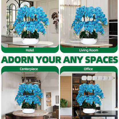 Orchids Artificial Flowers in Large Ceramic Vase 24.8'' Faux Orchid Plant
