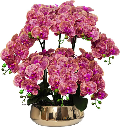 Orchids Artificial Flowers in Large Ceramic Vase 24.8'' Faux Orchid Plant