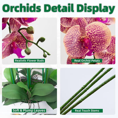 Orchids Artificial Flowers in Large Ceramic Vase 24.8'' Faux Orchid Plant