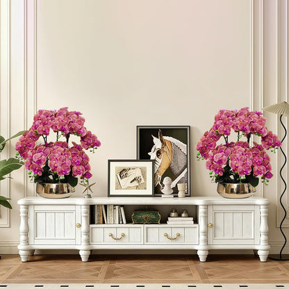 Orchids Artificial Flowers in Large Ceramic Vase 24.8'' Faux Orchid Plant