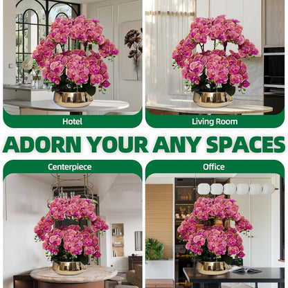 Orchids Artificial Flowers in Large Ceramic Vase 24.8'' Faux Orchid Plant