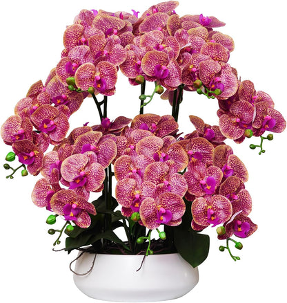 Orchids Artificial Flowers in Large Ceramic Vase 24.8'' Faux Orchid Plant