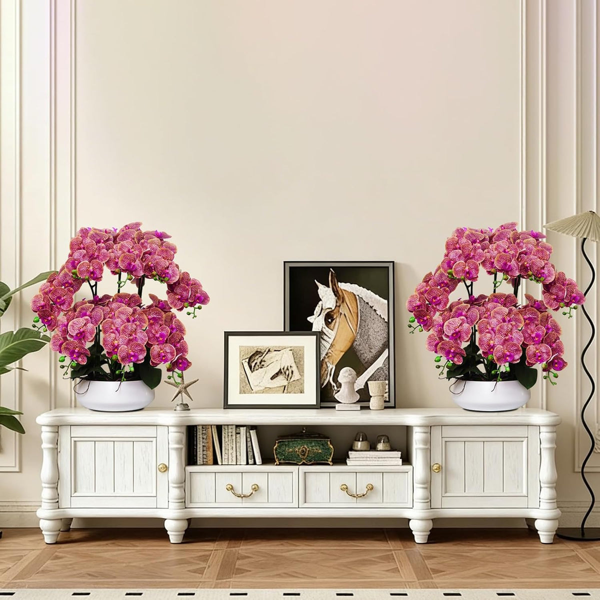 Orchids Artificial Flowers in Large Ceramic Vase 24.8'' Faux Orchid Plant