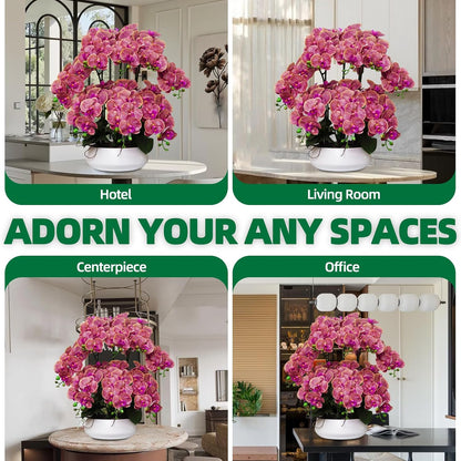 Orchids Artificial Flowers in Large Ceramic Vase 24.8'' Faux Orchid Plant